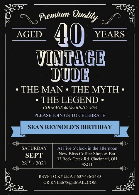 Vintage Dude Invitation Templates Editable With Microsoft Word