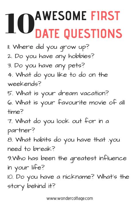 10 First Date Questions To Ask The Wonder Cottage