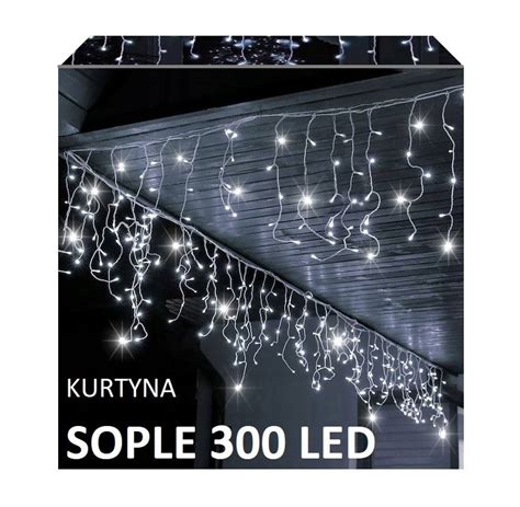 Kurtyna świetlna Sople BIAŁY ZIMNY LAMPKI LED sople 201 300 lampek