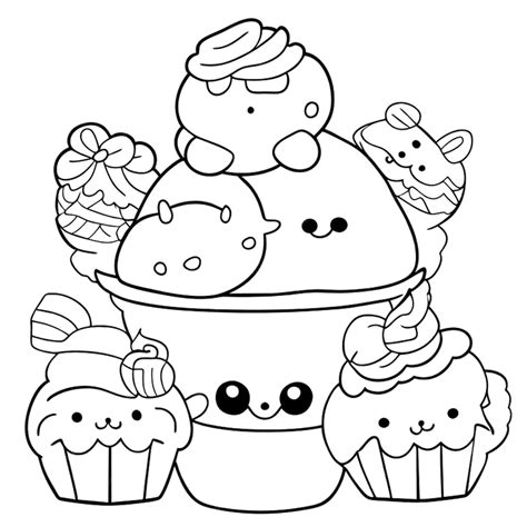 Doodles colouring pages kawaii sweets doodle free coloring page ...