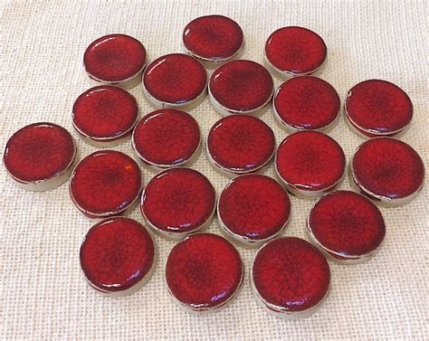 Deep Red Ceramic Circles For Mosaic 20 Pieces Etsy