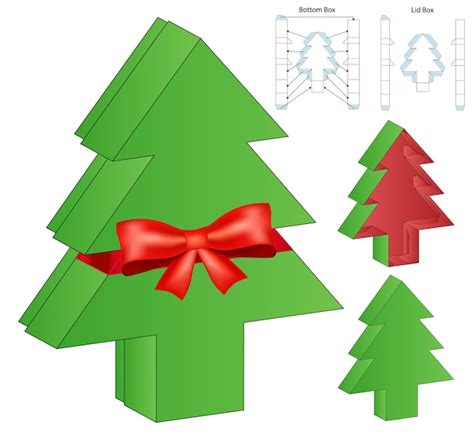 Premium Vector Christmas Tree Box Packaging Die Cut Template Design