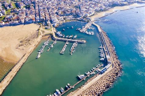 Aerial View Of A Port In Sicily With Moored Boats Stock Photo Image