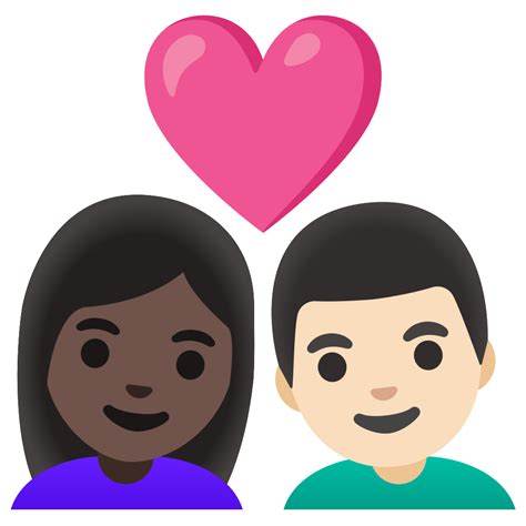 Casal Apaixonado Mulher Homem Pele Escura E Pele Clara Emoji