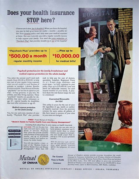 1964 Mutual Of Omaha Life Insurance Vintage 60s Print Ad Nurse Medical