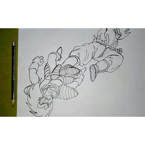 Proceso De Mi Dibujo Al Estilo Antiguo De Goku Kaioken X Vs Vegeta