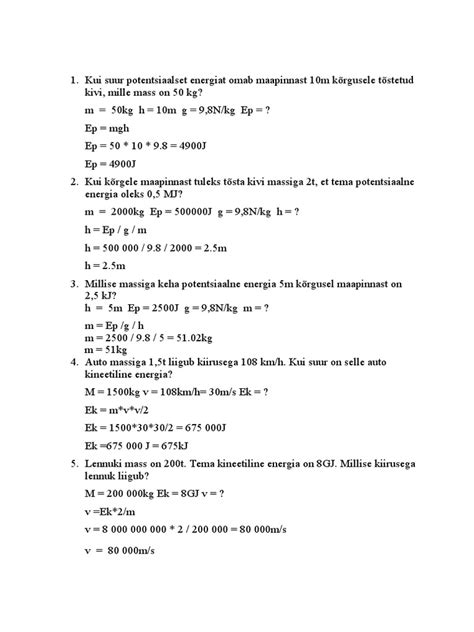 Kineetiline energia | PDF