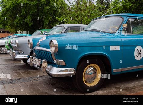 Blue Gaz M Volga At Classic Soviet Car Exhibition Stock Photo Alamy