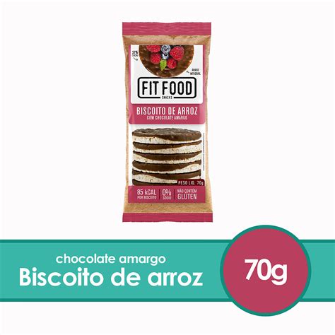 Biscoito De Arroz Chocolate Amargo Integral FIT FOOD 60g