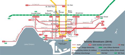 Toronto streetcar system map - Map of Toronto streetcar system (Canada)