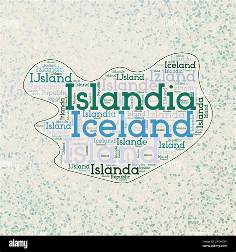 Iceland shape whith country names word cloud in multiple languages ...