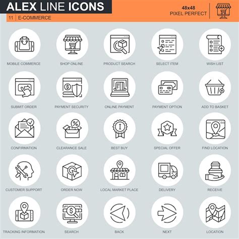 Premium Vector Thin Line Online Shopping And E Commerce Icons Set