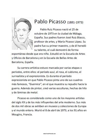 Biografía Pablo Picasso PDF Pablo Picasso Cubismo, 54% OFF