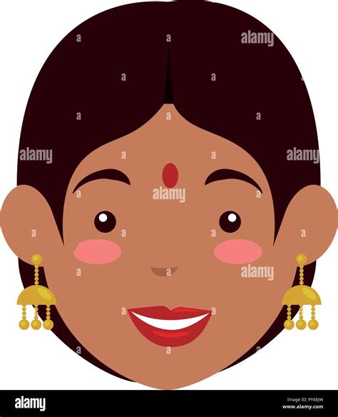 Hindu Woman Head Avatar Character Vector Illustration Design Stock