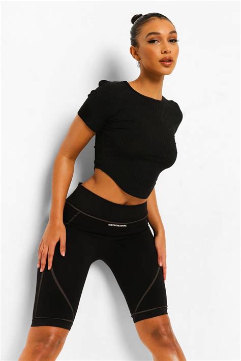 Rib Asymmetric Crop Top Boohoo