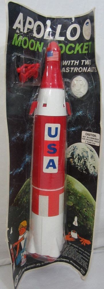 1960s Vintage Model Apollo Moon Rocket Toy New On Card Processed