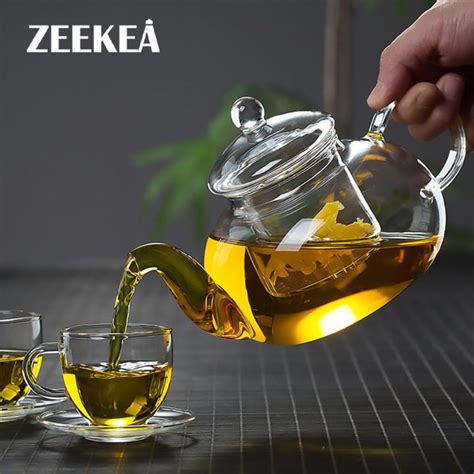 Zeekea 20 To150℃ Borosilicate Glass Teapot Set Teabloom Stovetop