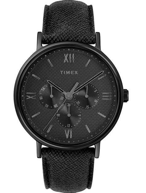 Zegarek męski TIMEX slim czarny na pasku datownik multidata czas dobowy