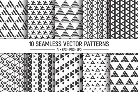 10 Seamless Vector Triangles Patterns