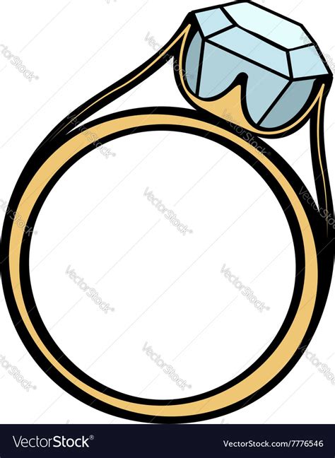 Diamond engagement ring cartoon Royalty Free Vector Image