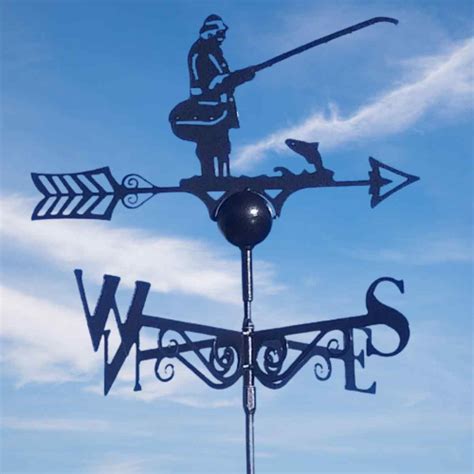 Steel Weathervanes Fisherman And Rod Weathervane