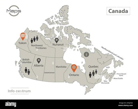 Mapa De Canadá Regiones Individuales Con Nombres Infografías E Iconos