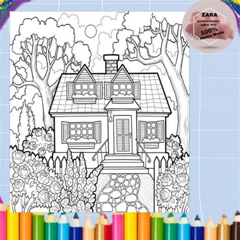 Jual Sketsa Mewarnai Gambar Tema Rumah Impian(free bonus) melatih ...