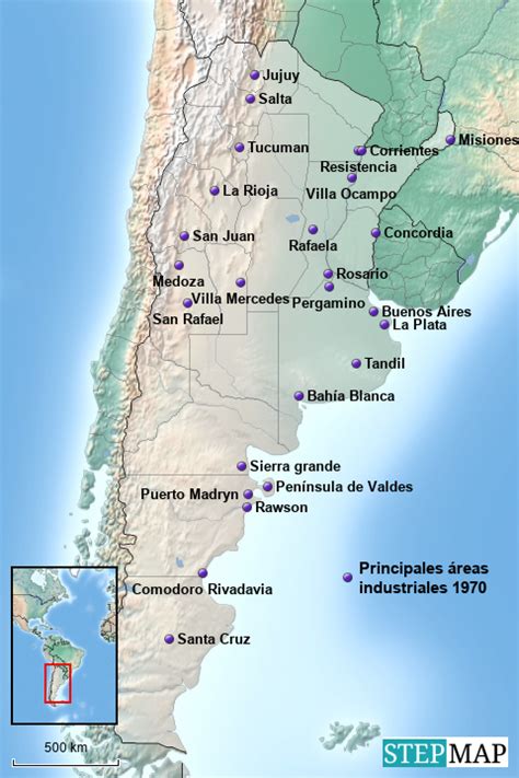 StepMap Areas Industriales de Argentina 70 Landkarte für Argentina