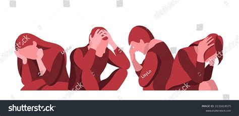 Vector Illusration Group Sad People Man Stock Vector Royalty Free