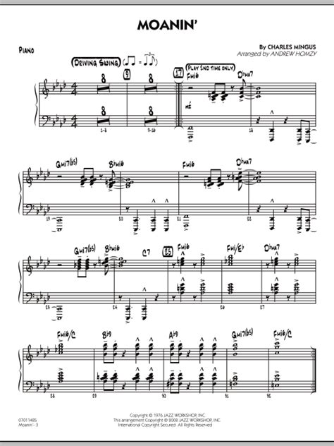 Moanin Piano By Andrew Homzy Sheet Music For Jazz Ensemble At Sheet