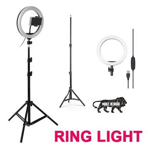 Black Ring Light 10 Inch With Tripod Stand And Mobile Holder For