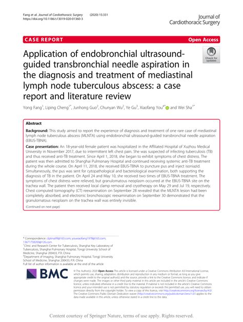 Pdf Application Of Endobronchial Ultrasound Guided Transbronchial