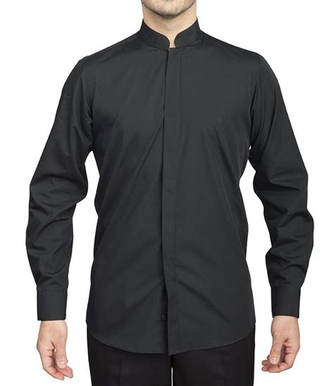 Venta Camisa Negra Hombre Cuello Mao En Stock