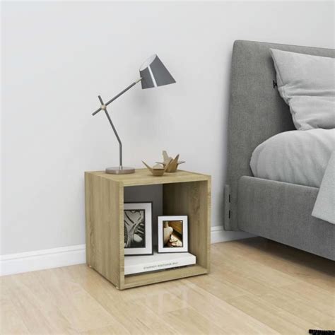 Meuble Tv Blanc Et Ch Ne Sonoma X X Cm Agglom R Pla Cdiscount