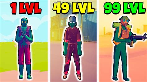 Zombie Lvl 1 Up To Lvl 100 Vs Epic Heroes Totally Accurate Battle