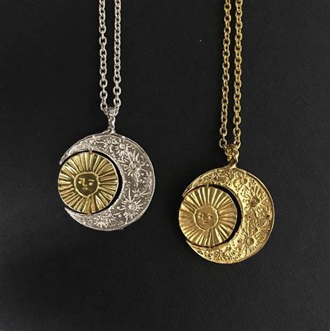 Crescent Moon Gold Sun Moon Necklace Silver X Gold Silver Necklaces