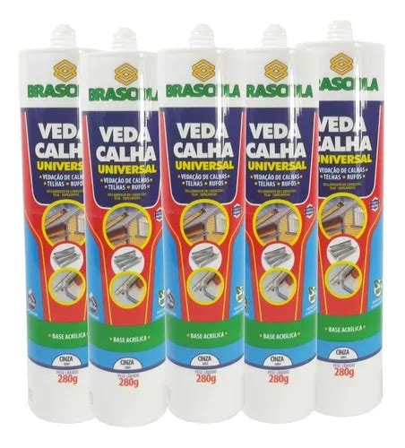 5 Selante Veda Calha Cinza Brascola C Fungicida 280ml Parcelamento