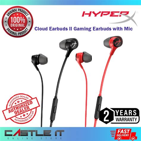 Hyperx Cloud Earbuds Ii Gaming Headphones Microphone Black Red 2 Year Warranty Earphone Earset