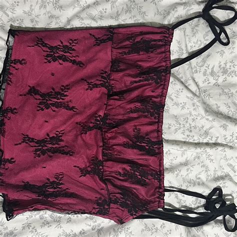 Women S Pink And Black Crop Top Depop