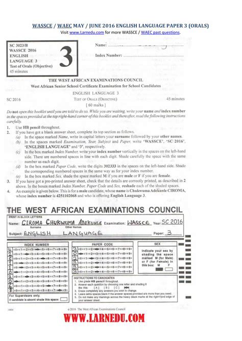 Pdf Wassce Waec May June 2016 English Language Paper … · 2018 05