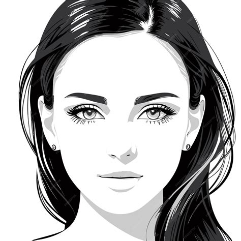 Premium Vector Black And White Drawing Of A Female Face Contour Lines