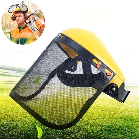 Outdoor Safety Hat Breathable Garden Grass Trimmer Helmet Hat With Full Face Mesh Visor