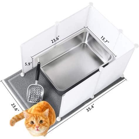 Bac Liti Re Pour Chat En Acier Inoxydable Maison De Toilettes Chat