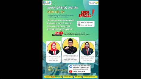 Webinar Sapa Dp Ak Jatim Seri Komitmen Pemprov Jatim Dalam