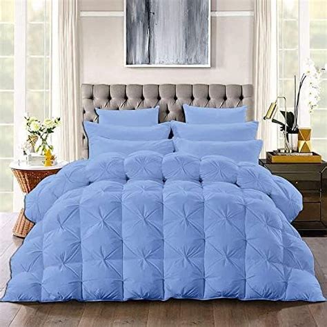 Hoomhibiu All Season Goose Down 3 Pc Pinch Pleated Pintuck Design Comforter Set California King