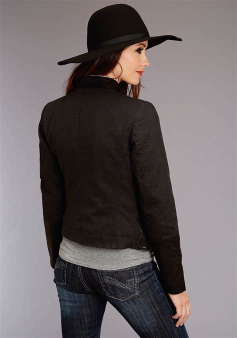 Stetson Womens Black Leather Sherpa Lined Jacket The Western Company