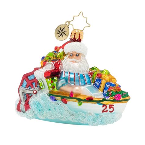 Christopher Radko Speed Boat Santa Ornament Classic Christmas