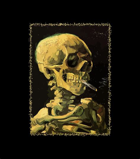 Skull Of Skeleton With Burning Cigarette By Vincent Van Gogh Digital