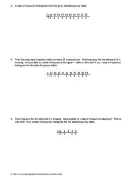 Statistics Worksheet: Stem and Leaf Diagrams & Frequency Histograms