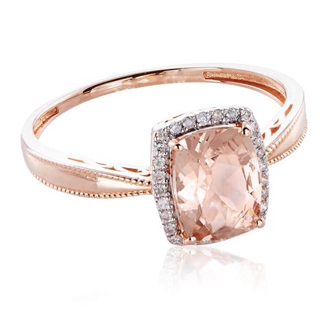 2 Ct Emerald Cut Morganite And Diamond 14k Rose Gold Over Silver